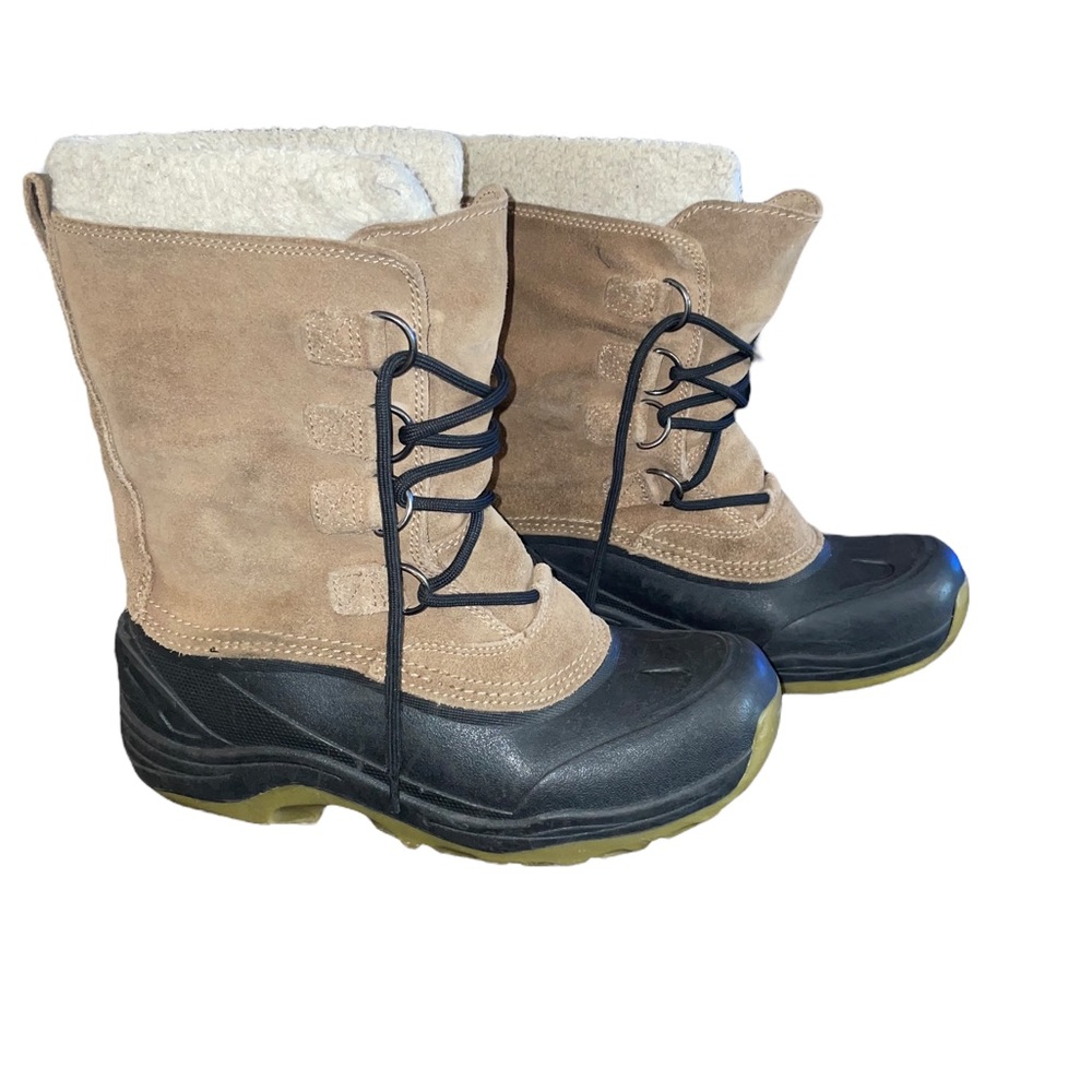 Land’s End Boy’s Brown Suede and Black Leather Winter Boots Size 5